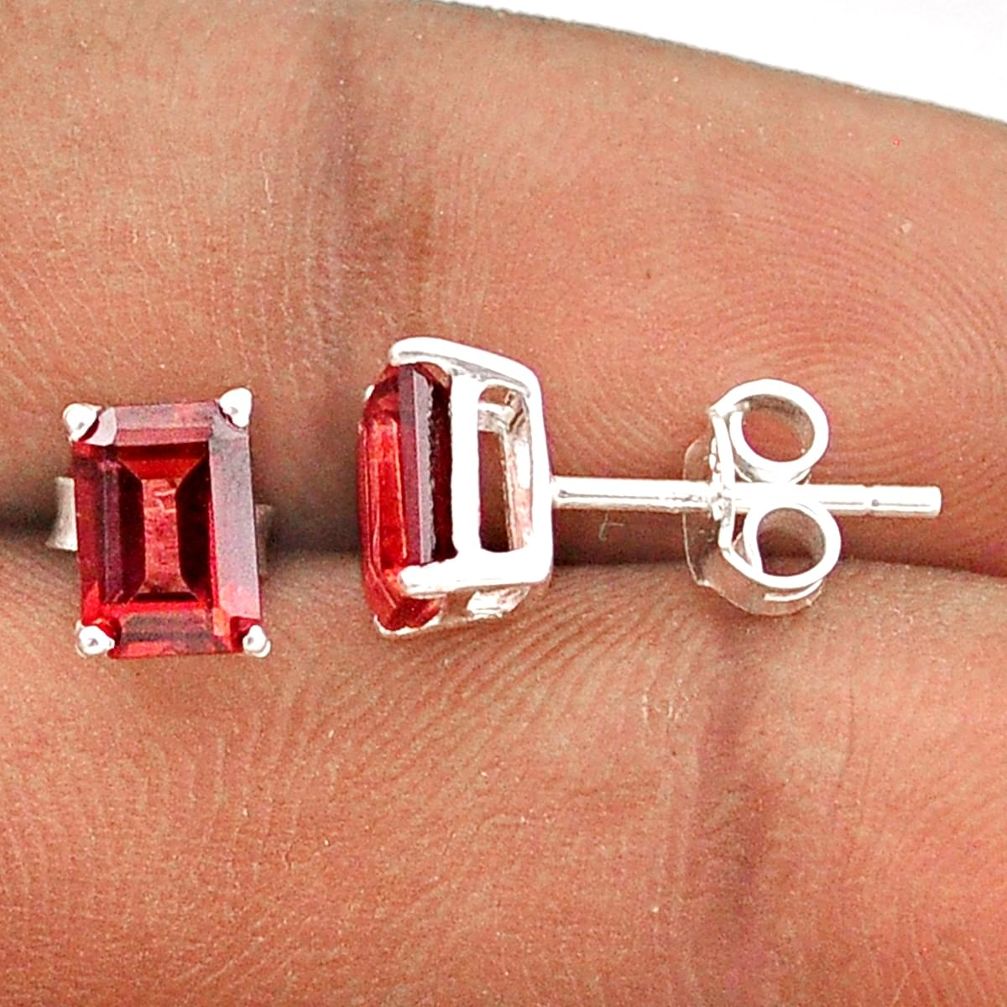 3.05cts natural red garnet 925 sterling silver stud earrings jewelry t85204