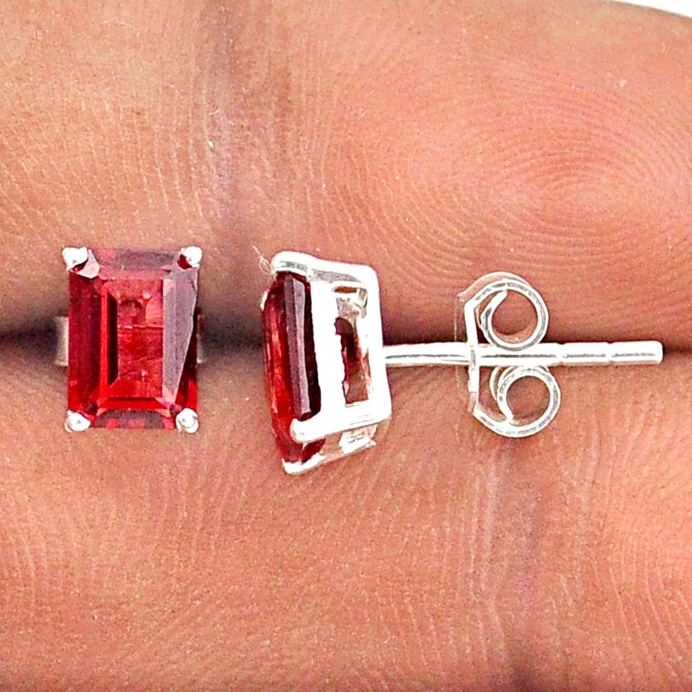 3.05cts natural red garnet 925 sterling silver stud earrings jewelry t85207