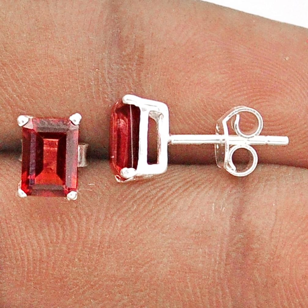 2.99cts natural red garnet 925 sterling silver stud earrings jewelry t85308