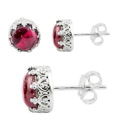 6.16cts natural red garnet 925 sterling silver stud earrings jewelry u20579