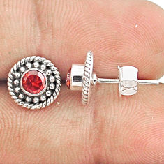0.78cts natural red garnet 925 sterling silver stud earrings jewelry u30974