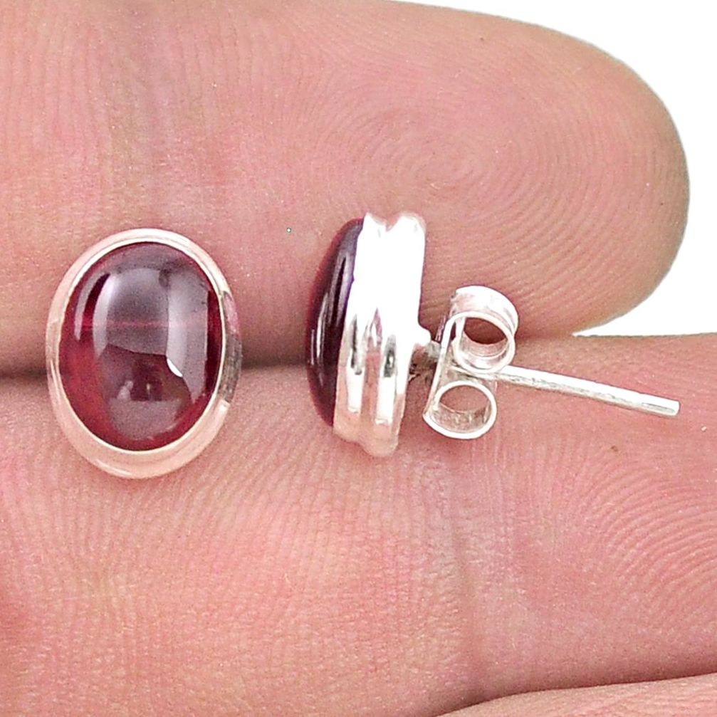 5.31cts natural red garnet 925 sterling silver stud earrings jewelry u49341