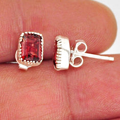 3.04cts natural red garnet 925 sterling silver stud earrings jewelry y73847