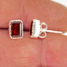 3.21cts natural red garnet 925 sterling silver stud earrings jewelry y73853