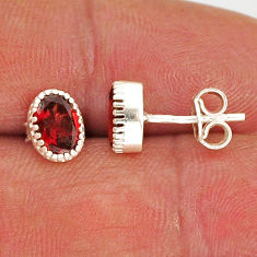 3.15cts natural red garnet 925 sterling silver stud earrings jewelry y73889