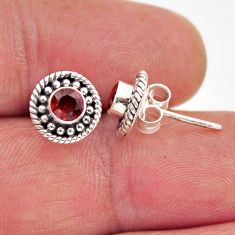 1.36cts natural red garnet 925 sterling silver stud earrings jewelry y94235