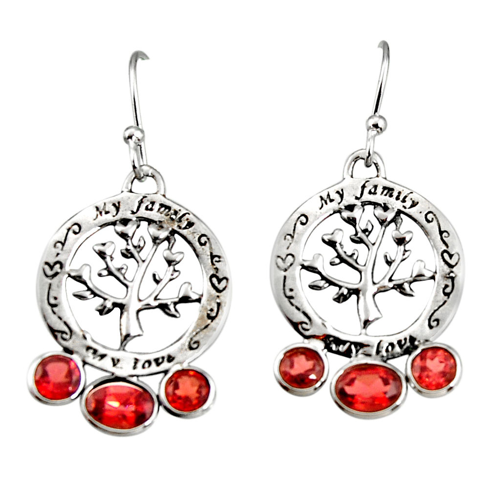 6.27cts natural red garnet 925 sterling silver tree of life earrings r33060
