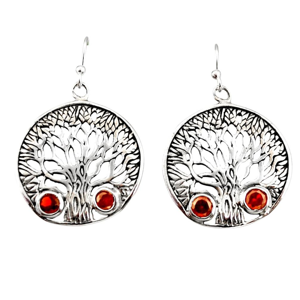 2.01cts natural red garnet 925 sterling silver tree of life earrings r38743