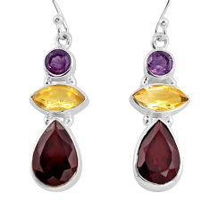 12.58cts natural red garnet citrine 925 sterling silver dangle earrings y59906