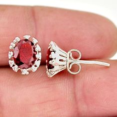 4.48cts natural red garnet oval 925 sterling silver stud earrings jewelry y63893