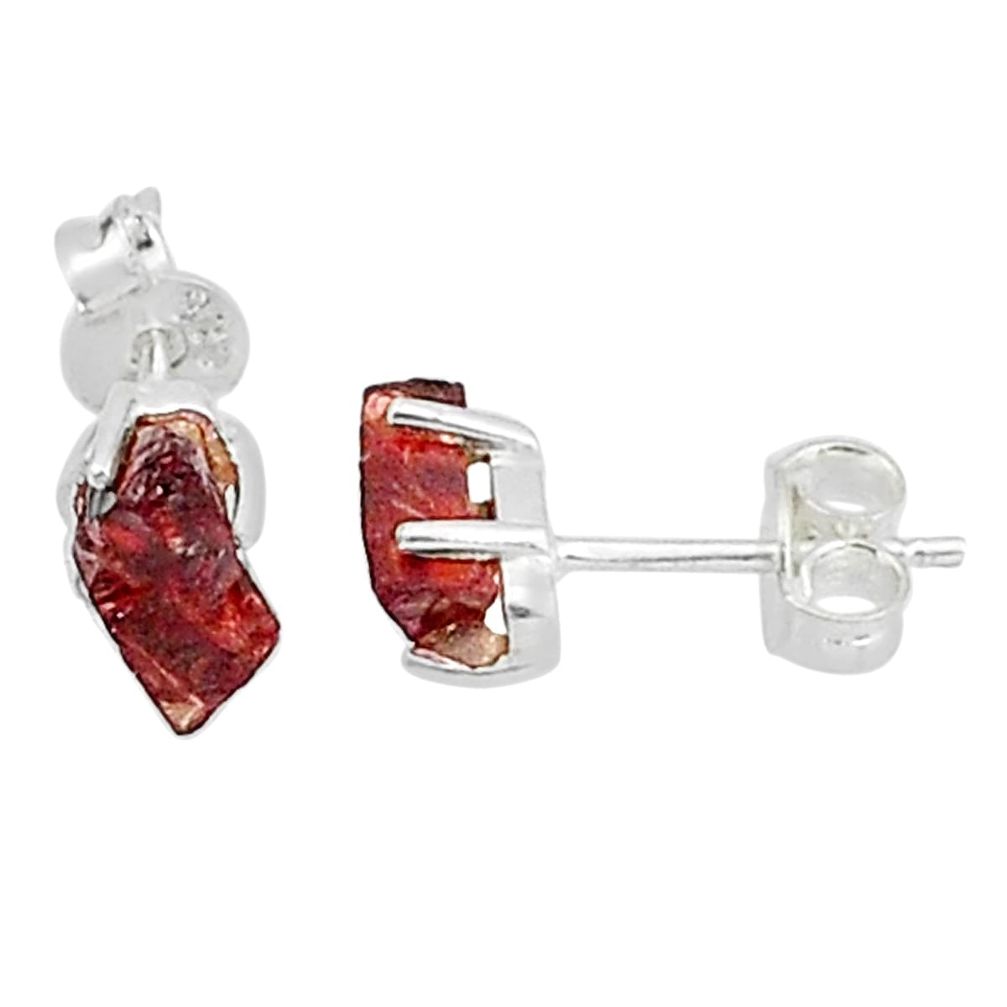 4.91cts natural red garnet rough 925 sterling silver earrings jewelry t7483