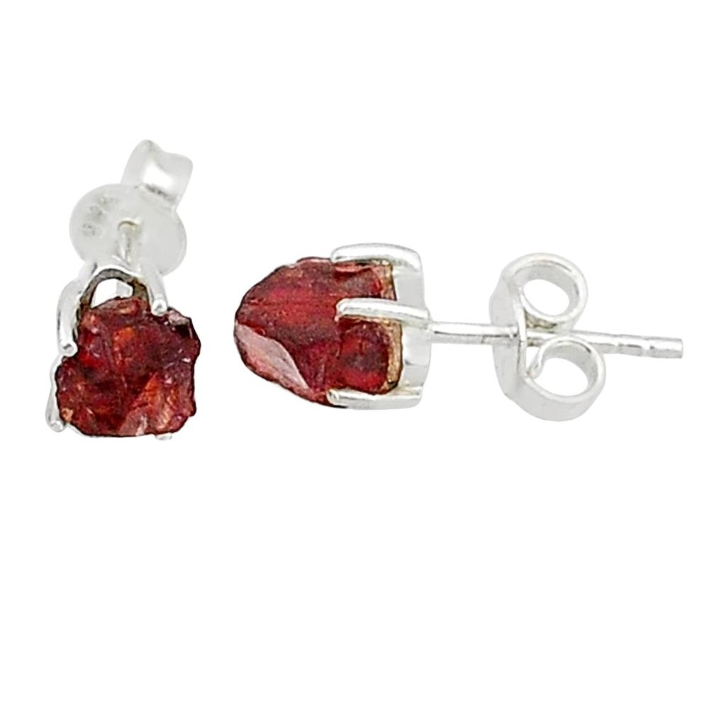 5.28cts natural red garnet rough 925 sterling silver earrings jewelry t7486