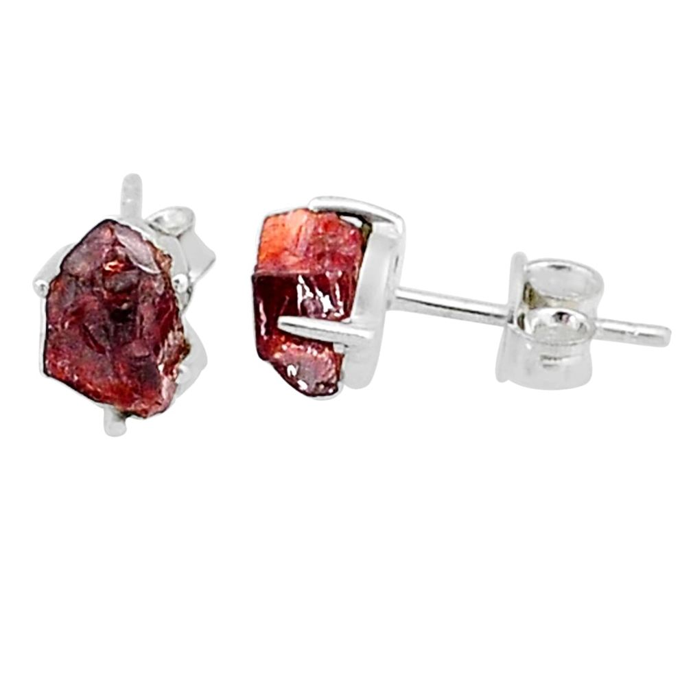 5.28cts natural red garnet rough 925 sterling silver earrings jewelry t7487