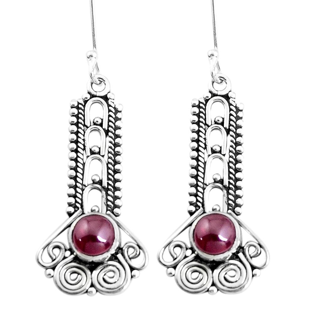 3.01cts natural red garnet round 925 sterling silver earrings jewelry p39242