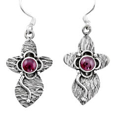 1.27cts natural red garnet round 925 sterling silver holy cross earrings y32082