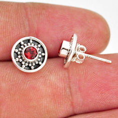 1.13cts natural red garnet round sterling silver stud earrings jewelry y50393