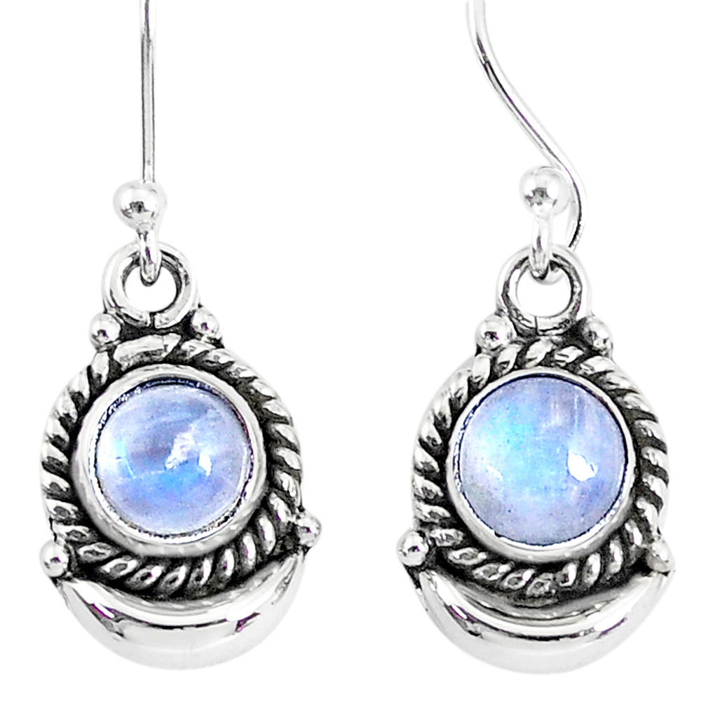 2.51cts natural red moonstone 925 sterling silver dangle moon earrings r89215