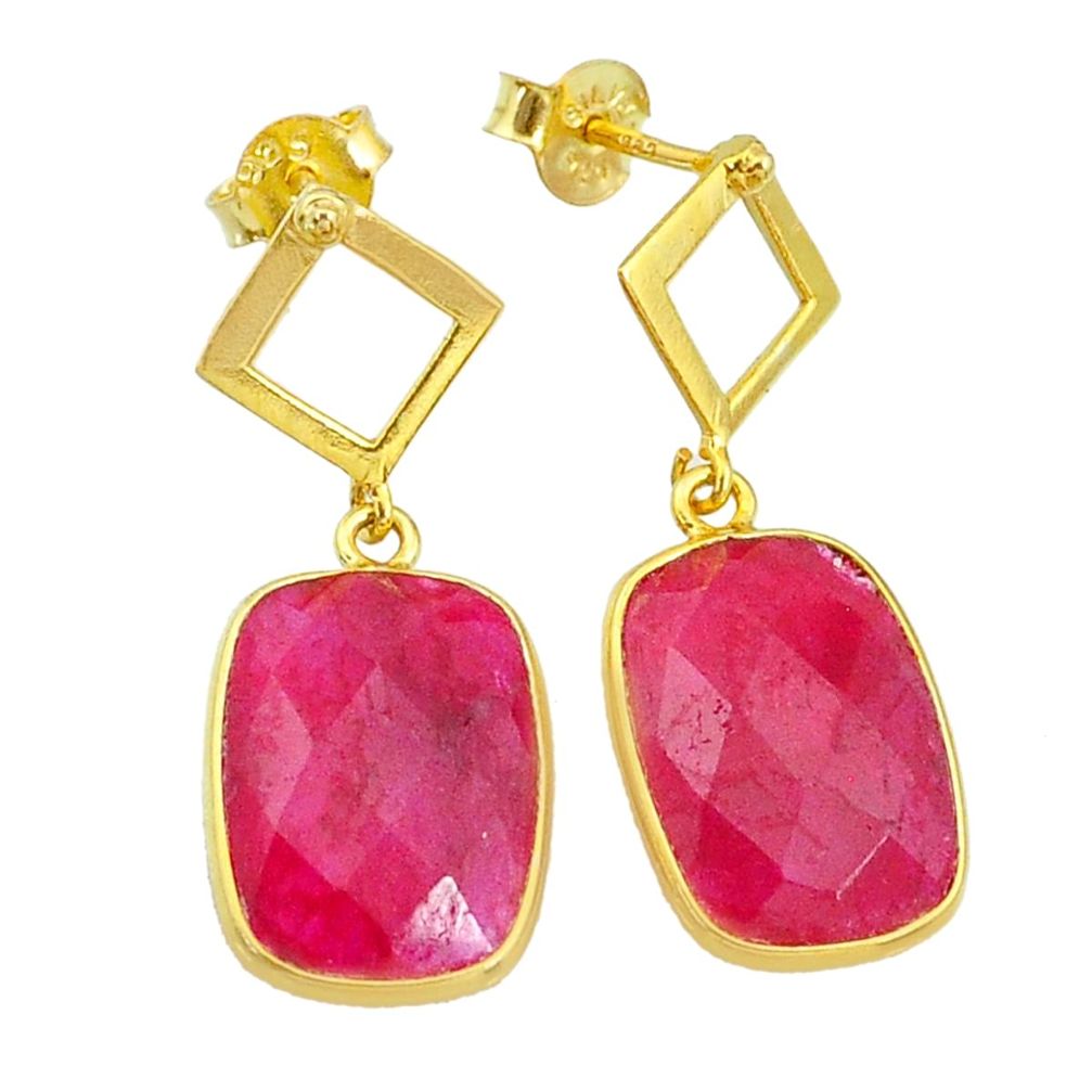 12.22cts natural red ruby 14k gold handmade dangle earrings jewelry t11592