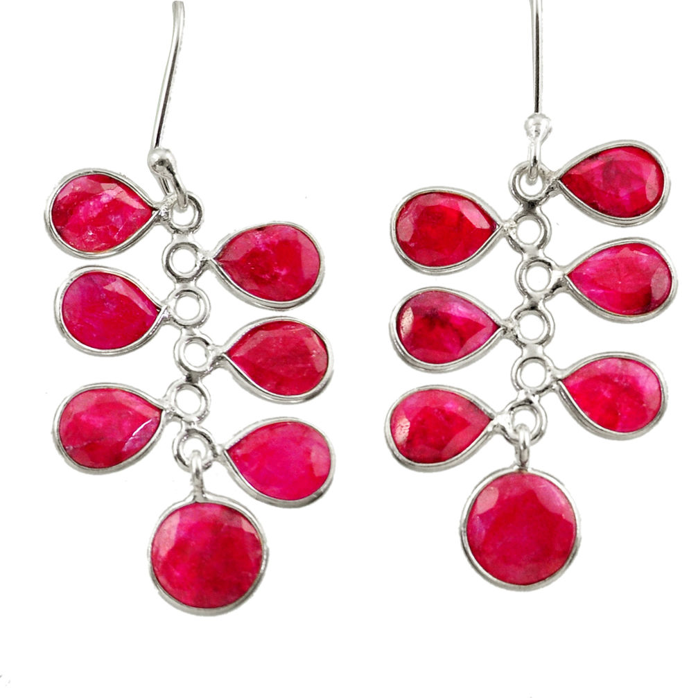 14.81cts natural red ruby 925 sterling silver chandelier earrings jewelry d39843