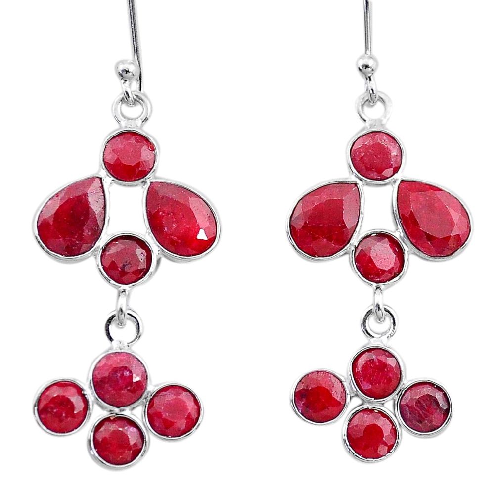 8.70cts natural red ruby 925 sterling silver chandelier earrings jewelry t12424