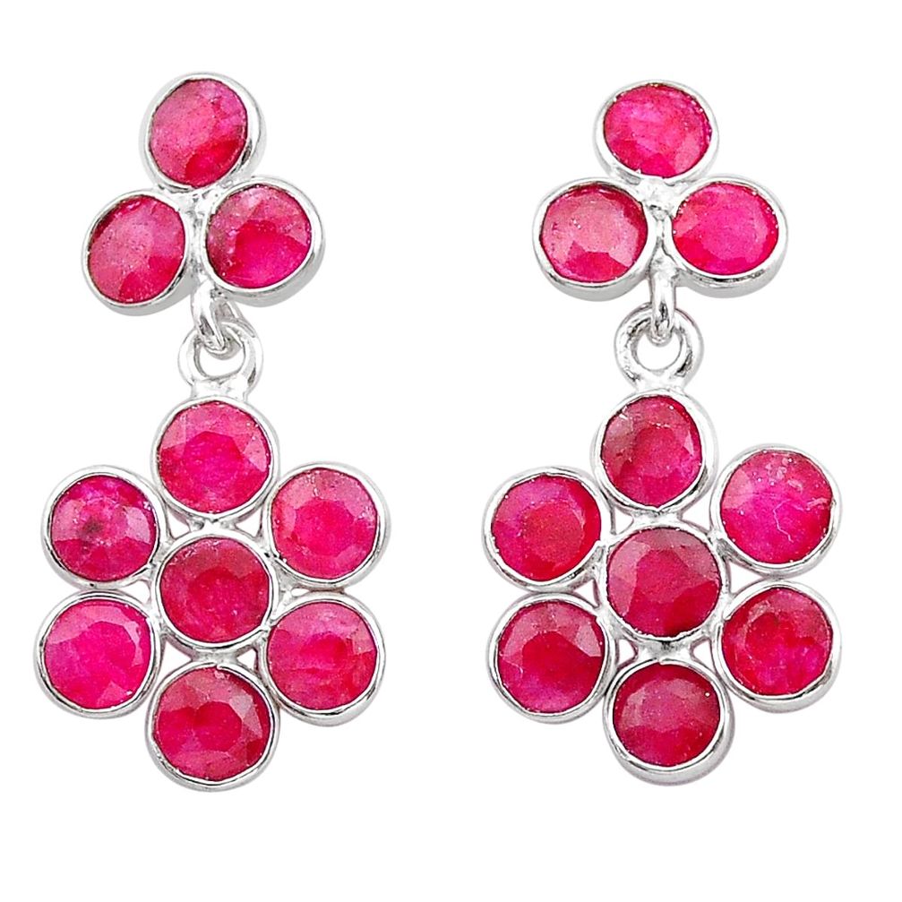 7.65cts natural red ruby 925 sterling silver chandelier earrings jewelry t38929