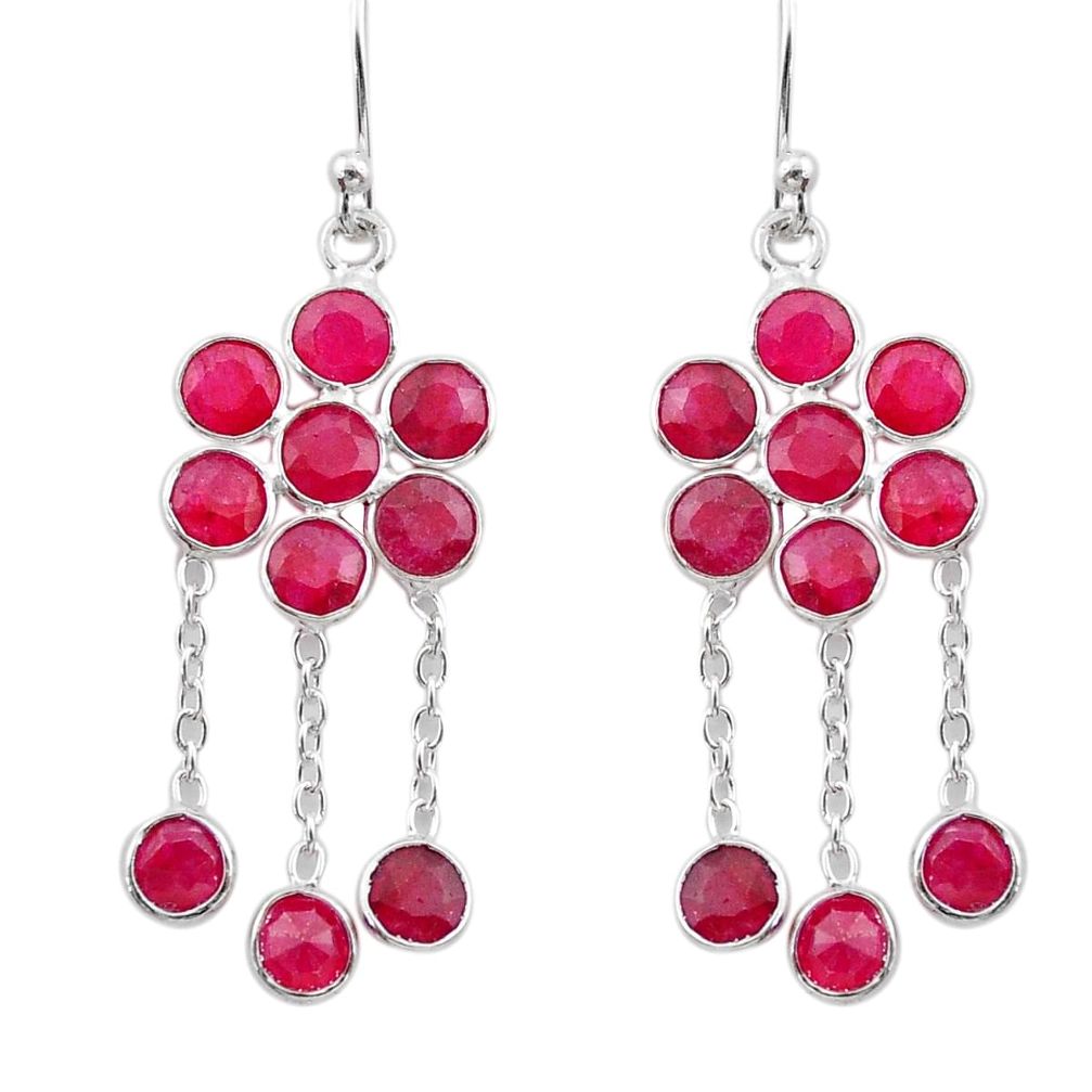 8.70cts natural red ruby 925 sterling silver chandelier earrings jewelry t38933