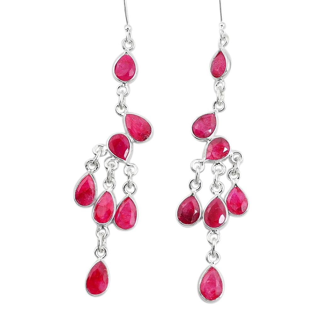 18.94cts natural red ruby 925 sterling silver chandelier earrings p15216