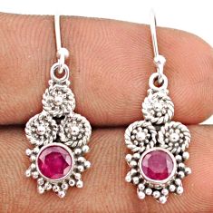 1.75cts natural red ruby 925 sterling silver circle of life earrings t82566