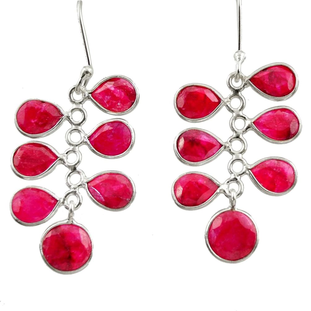 14.73cts natural red ruby 925 sterling silver dangle earrings jewelry d39909