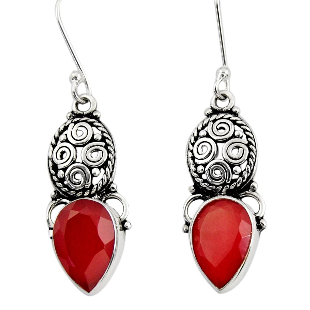 red ruby 925 sterling silver dangle earrings jewelry d40485