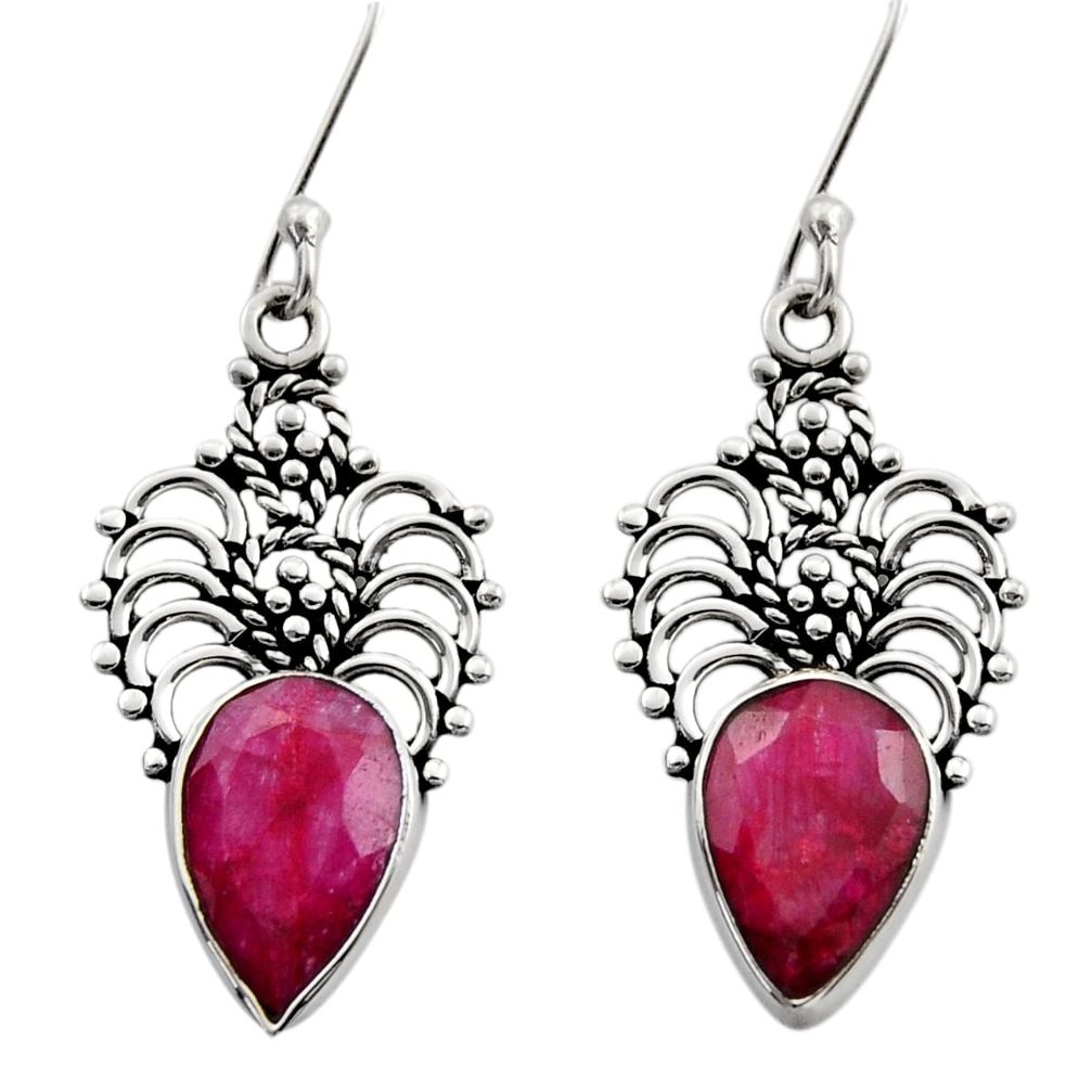 8.41cts natural red ruby 925 sterling silver dangle earrings jewelry d40710