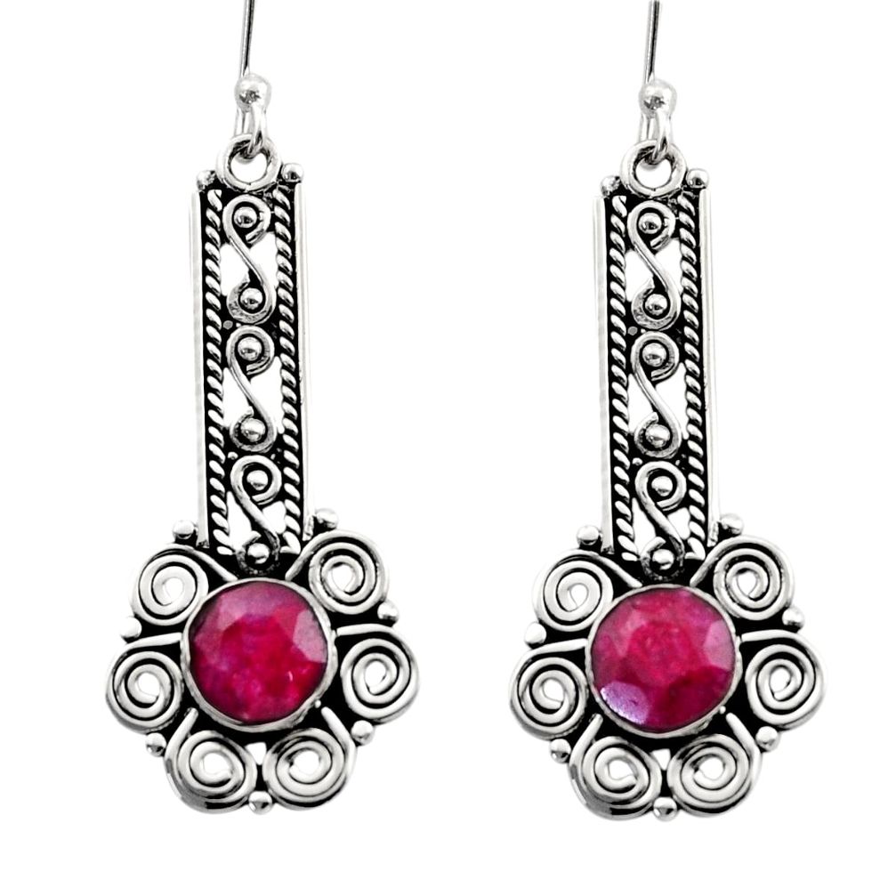 6.03cts natural red ruby 925 sterling silver dangle earrings jewelry d40713