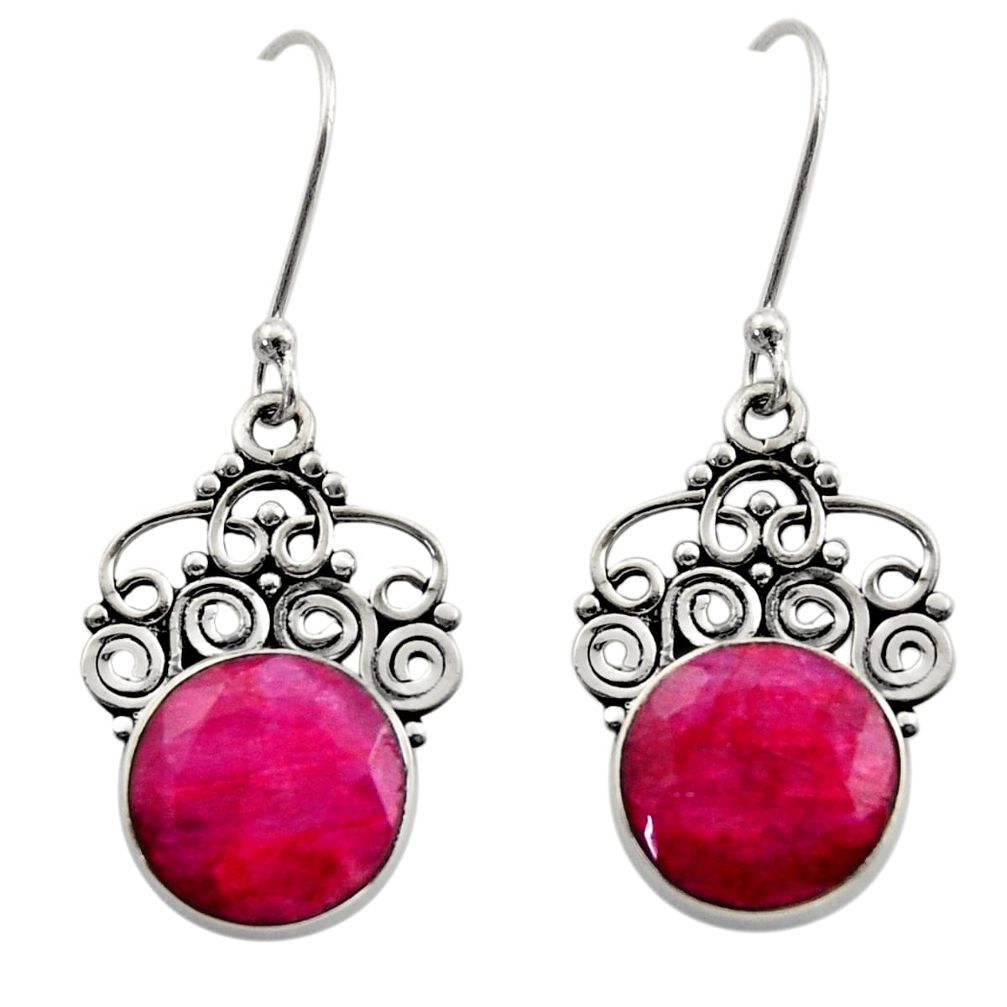 10.21cts natural red ruby 925 sterling silver dangle earrings jewelry d40716