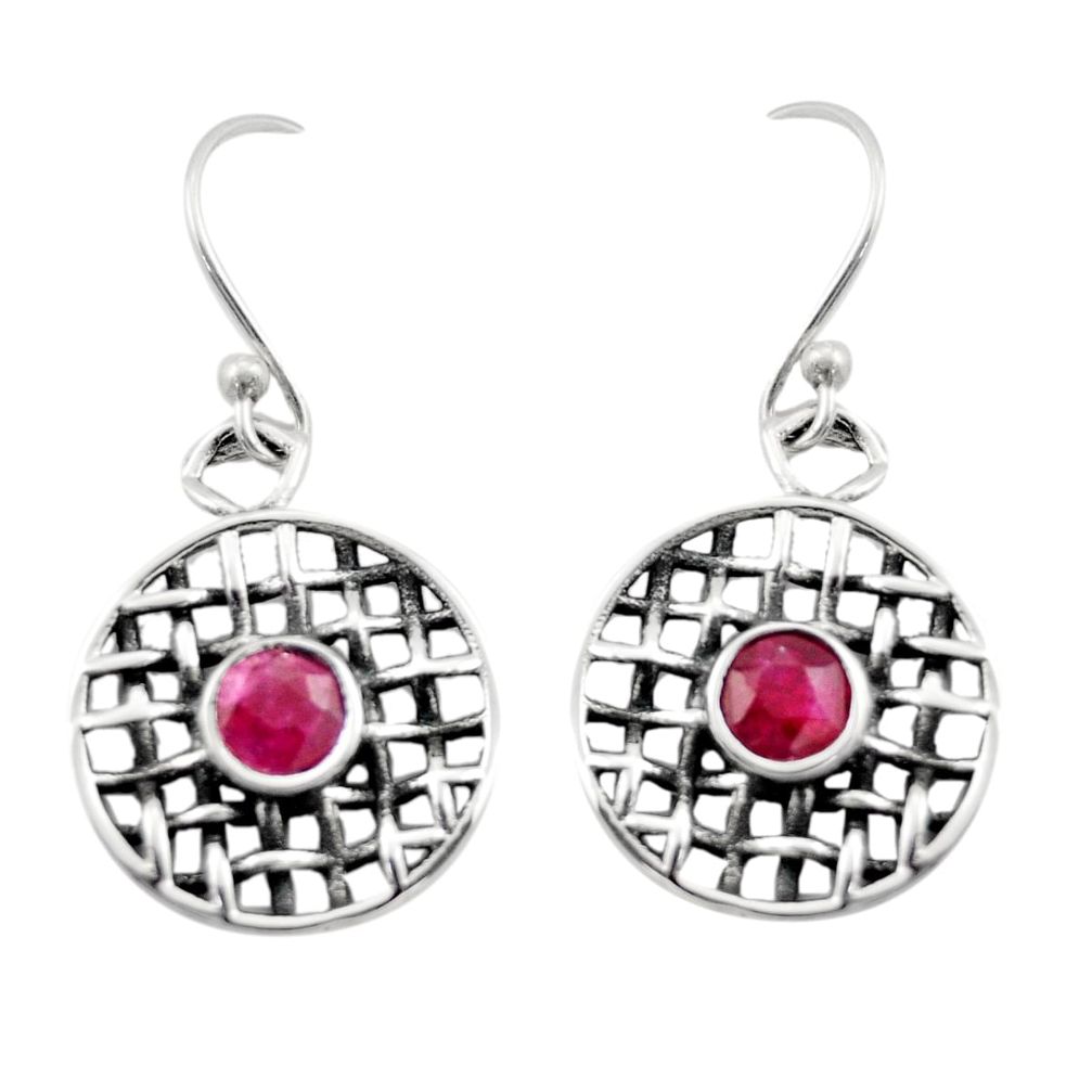 1.85cts natural red ruby 925 sterling silver dangle earrings jewelry d46905