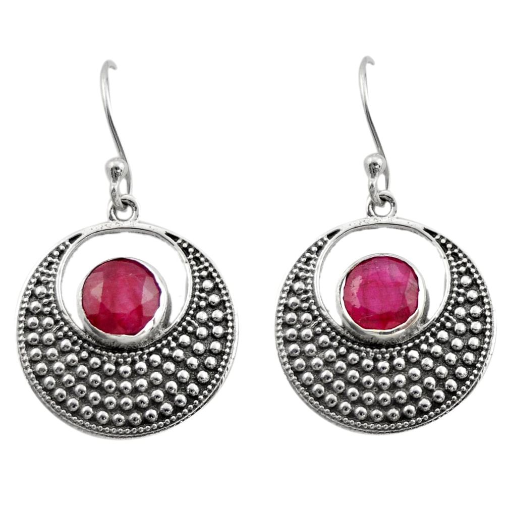 5.01cts natural red ruby 925 sterling silver dangle earrings jewelry d46932