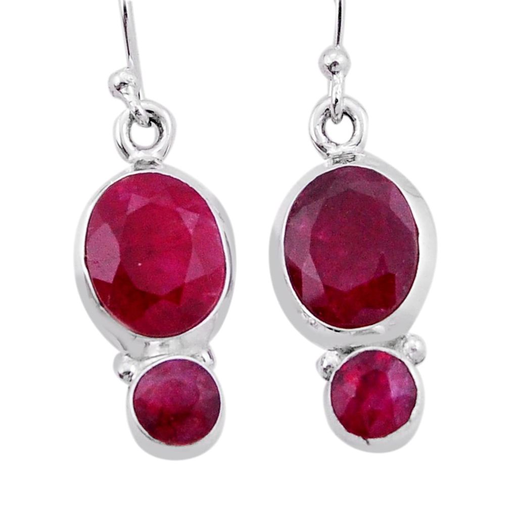 10.19cts natural red ruby 925 sterling silver dangle earrings jewelry n42729