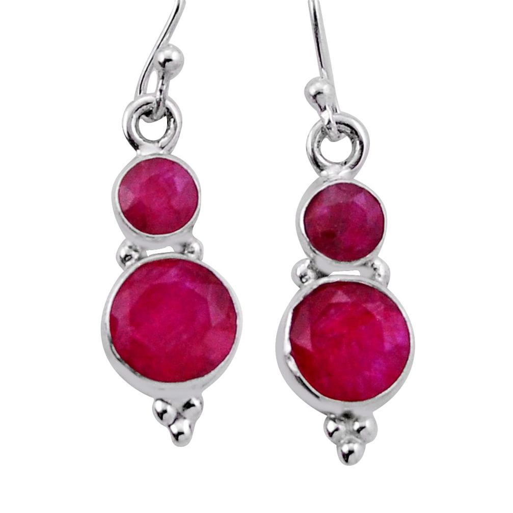 8.56cts natural red ruby 925 sterling silver dangle earrings jewelry n42730