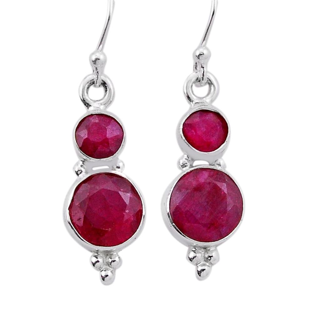 7.85cts natural red ruby 925 sterling silver dangle earrings jewelry n42735