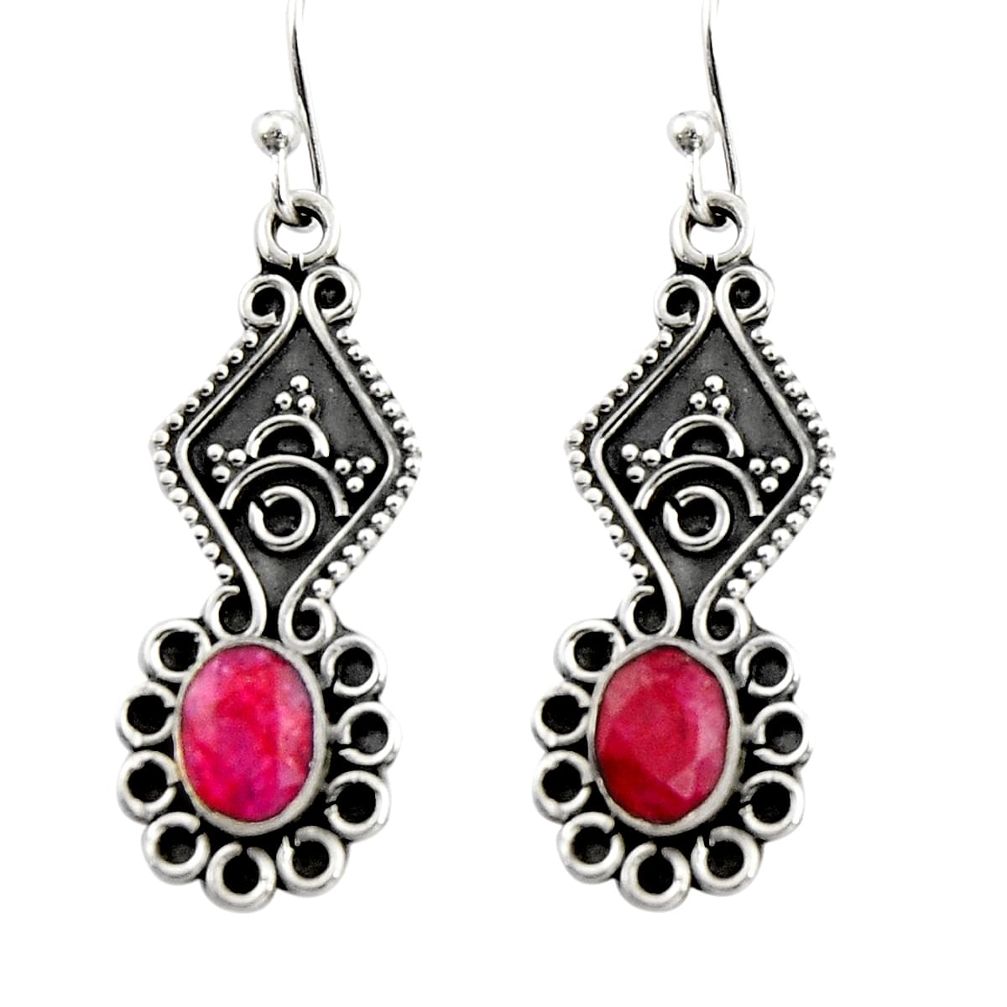 3.62cts natural red ruby 925 sterling silver dangle earrings jewelry r19876