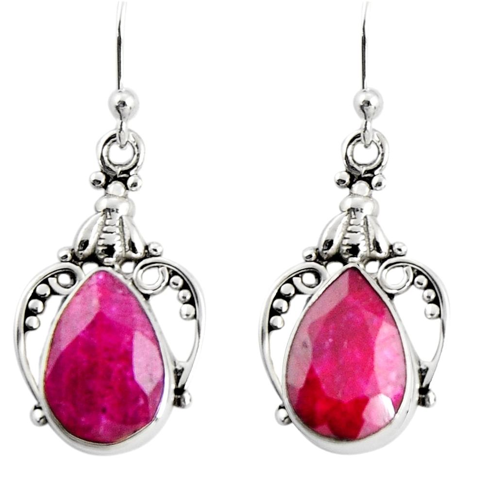 8.55cts natural red ruby 925 sterling silver dangle earrings jewelry r19910