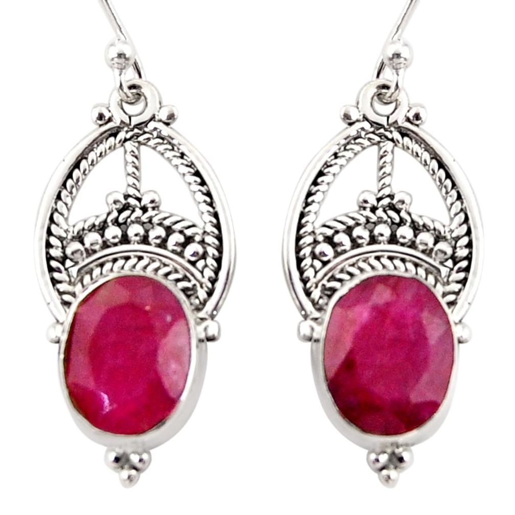 8.26cts natural red ruby 925 sterling silver dangle earrings jewelry r31039