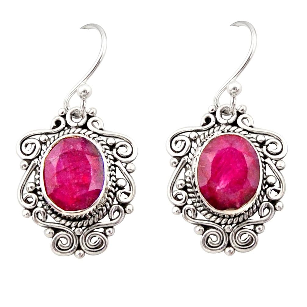 8.44cts natural red ruby 925 sterling silver dangle earrings jewelry r31041