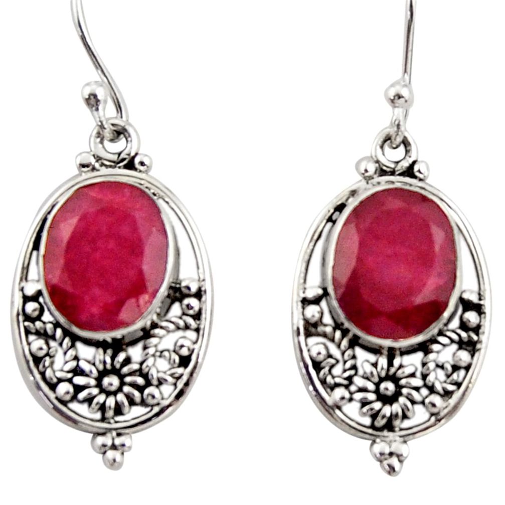 7.64cts natural red ruby 925 sterling silver dangle earrings jewelry r31077