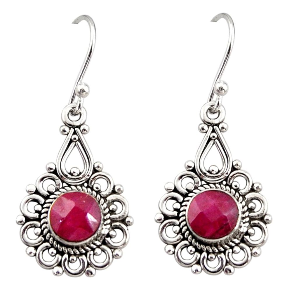 2.78cts natural red ruby 925 sterling silver dangle earrings jewelry r31239