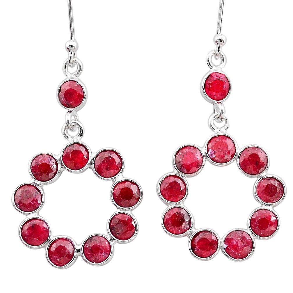 8.73cts natural red ruby 925 sterling silver dangle earrings jewelry t12507