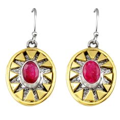 4.21cts natural red ruby 925 sterling silver dangle earrings jewelry t85430