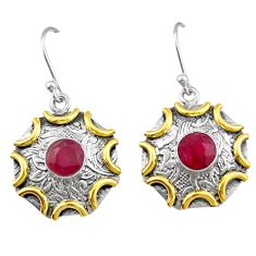2.38cts natural red ruby 925 sterling silver dangle earrings jewelry t85432