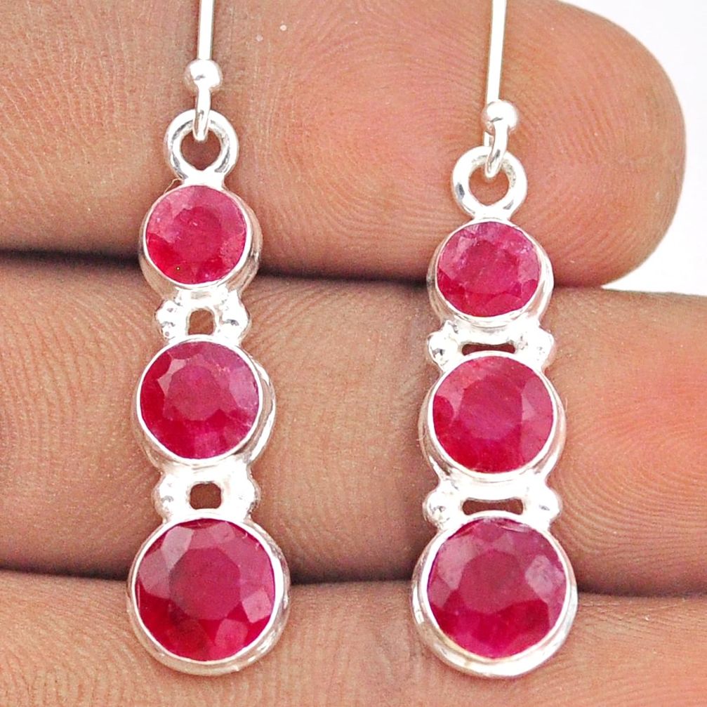 8.53cts natural red ruby 925 sterling silver dangle earrings jewelry t90636