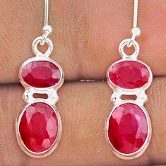 9.16cts natural red ruby 925 sterling silver dangle earrings jewelry t90662