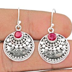 1.77cts natural red ruby 925 sterling silver dangle earrings jewelry u10191